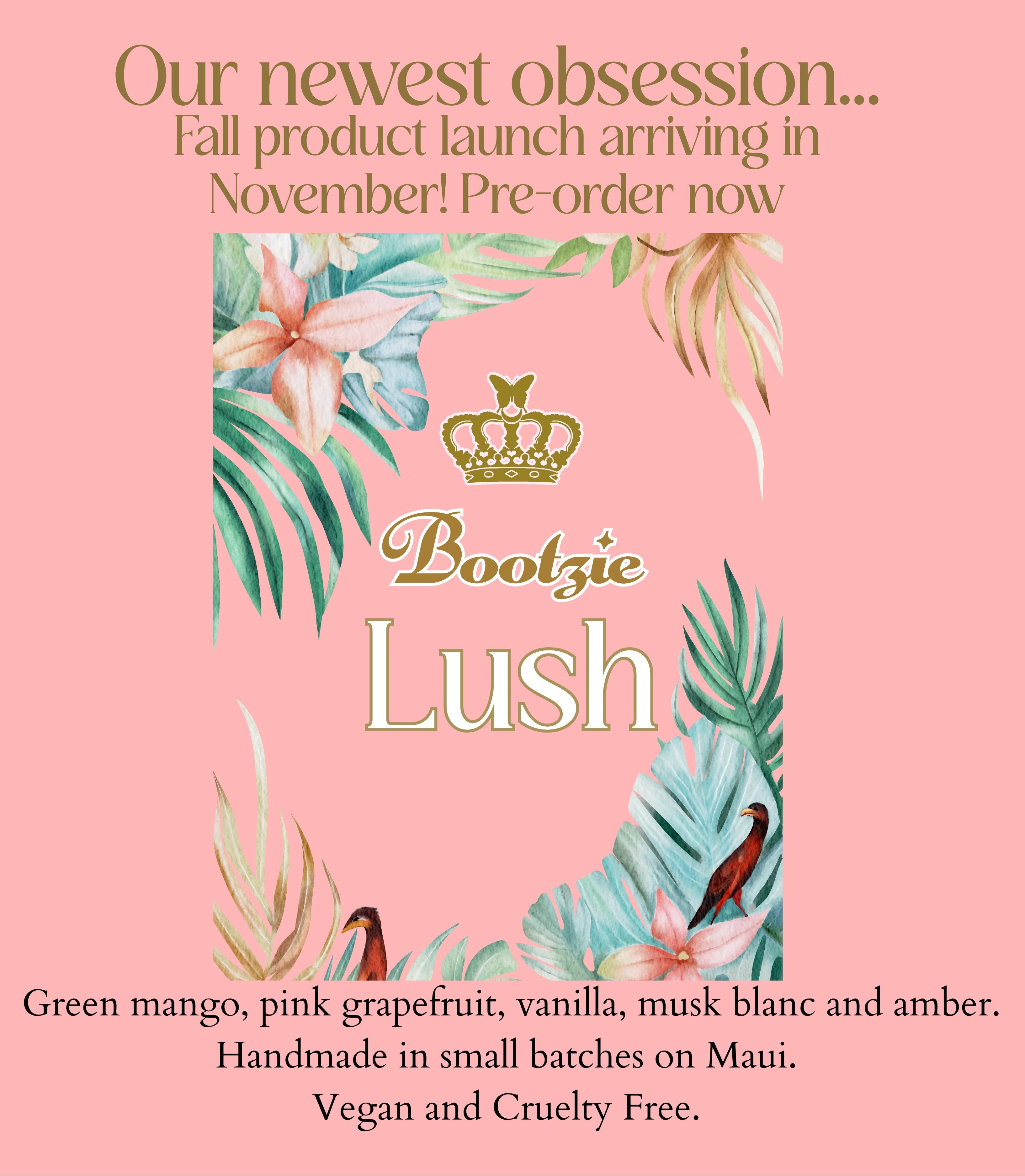 Bootzie “Lush” Luxe Gift Set - Mango, vanilla, pink grapefruit, musk blanc, amber. 10ml roller bottle + 6oz Body Lotion + 2 oz EDP spray