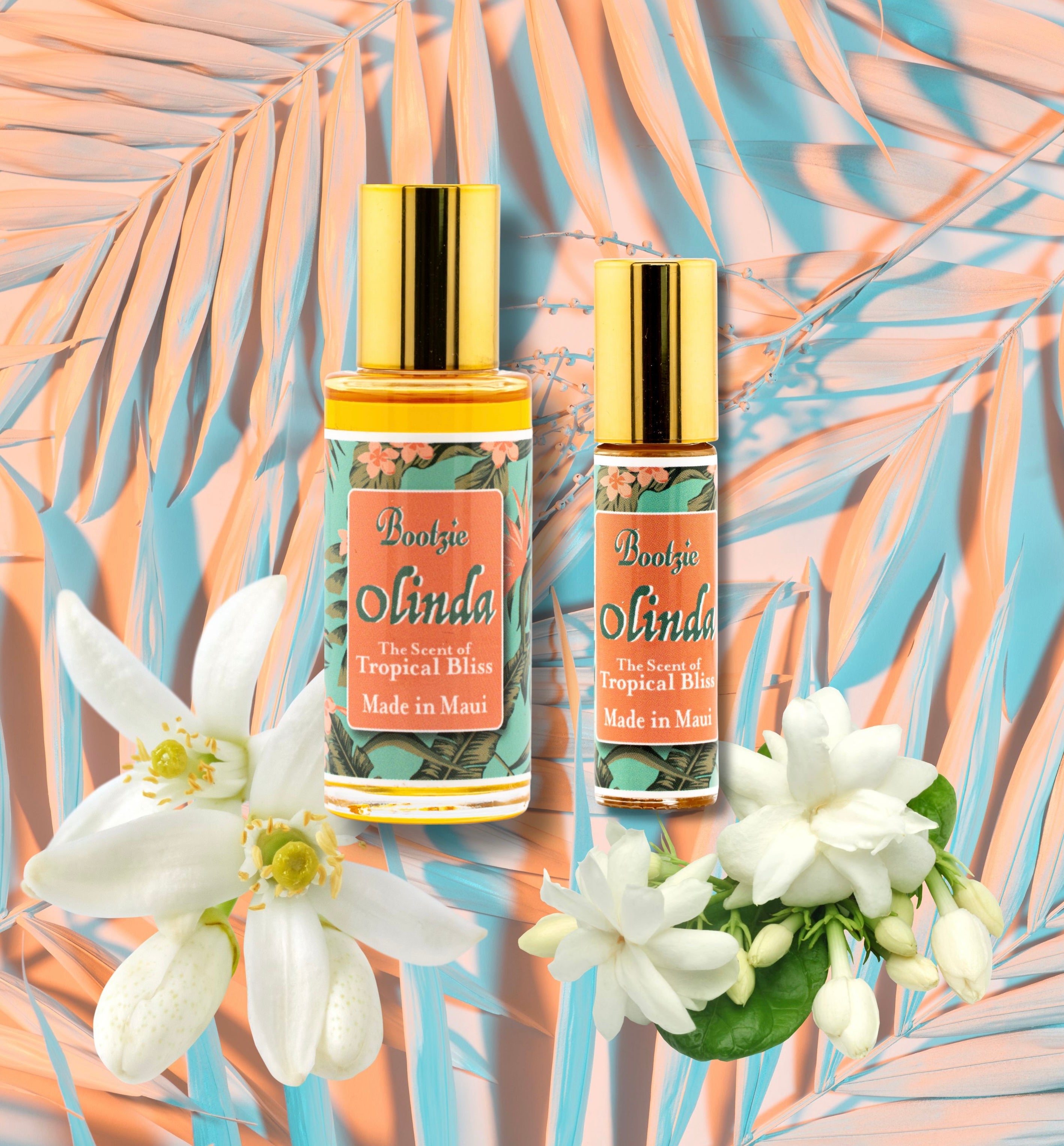 Olinda Hawaiian Perfume Oil “Duo” 1 oz Refill + 10 ml roller -Pikake, Orange Blossom and Gardenia